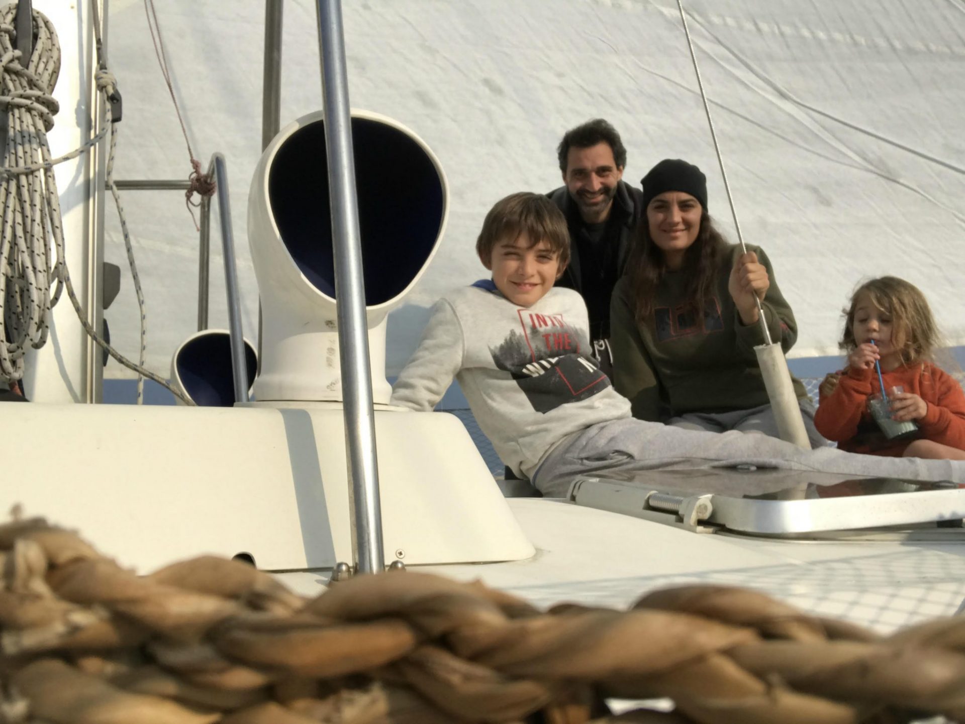 La famiglia Portesan a bordo di Gentilina