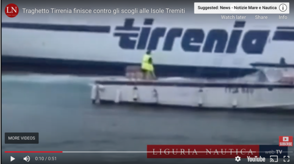 Tirrenia ferry crashes against rocks in Tremiti Islands The video