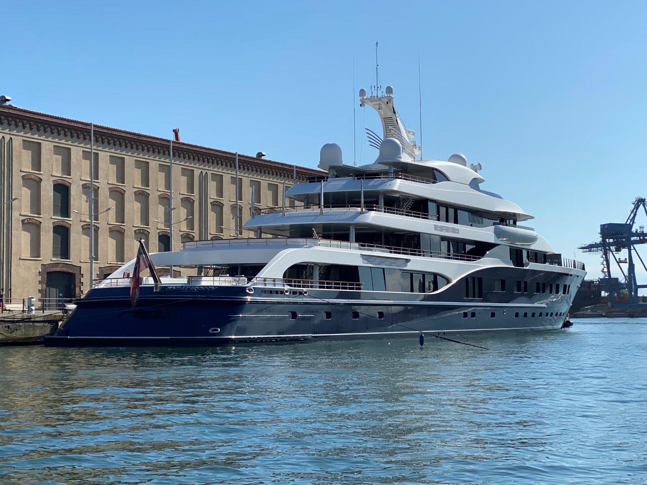 Symphony in Genoa. The giga yacht (102 metres) belonging to