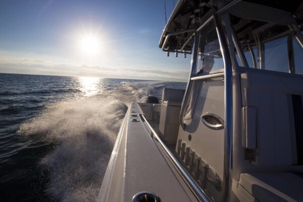 Contender Sportfishing boat with Simrad electronics running in Marathon, FL.