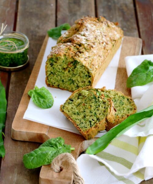 Plum-cake salato con pesto alla genovese