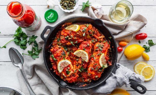 Filetto di platessa con aggiughe e capperi