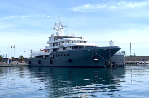 The superyacht, Planet Nine (with helicopter) sighted in Genova: images by DN