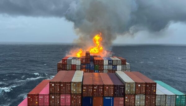 Incendio a bordo della nave portacontainer Maersk Frankfurt nel Mar Arabico