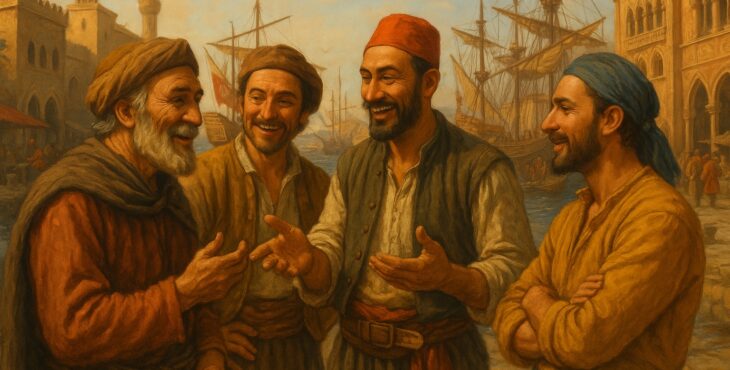 La lingua franca del Mediterraneo, il sabir, era parlato da mercanti, navigatori e diplomatici